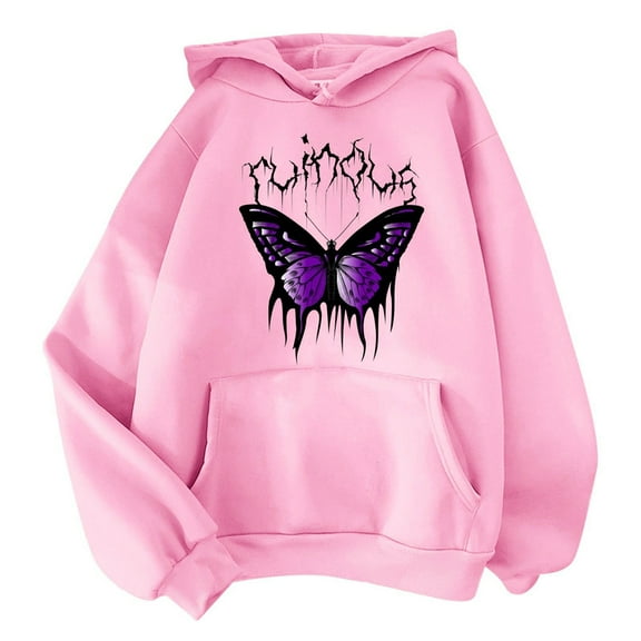 Hoodies For Women Women's Print Long Sleeved Sweatshirt Blouse Pullover Solid Color Hooded Hoodie