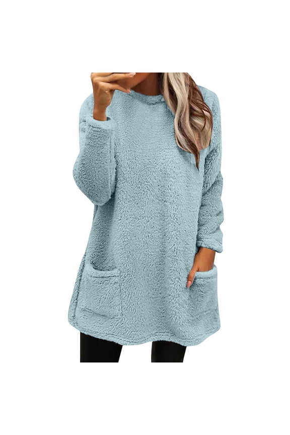 Hoodies For Women Womens Winter Coat Loose Wool Jacket Long Sleeved Jumper With Pockets Hoodie