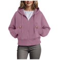 thumbnail image 1 of Hoodies For Women Zip Up Cropped Sweatshirts Casual Full Zip Jackets 2024 Fall Fashion Clothes With Pockets, 1 of 5