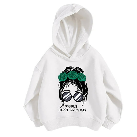 Hoodies for Girls 14-16 Drawstring FlowerLetter Printing Pullover Sweatshirt Pullover Oversized Hoodie Fashion Blouse Long Sleeve Shirt track Jackets with Pocket WH2, 140