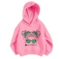 thumbnail image 1 of Hoodies for Girls 9-10 Drawstring FlowerLetter Printing Pullover Sweatshirt Pullover Oversized Hoodie Fashion Blouse Long Sleeve Shirt track Jackets with Pocket PK3, 140, 1 of 3