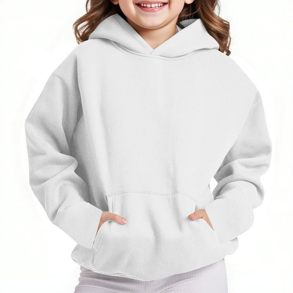 Hoodies for Girls Boys And Girls Casual Fashion Long Sleeve Solid Color Hoodies Cute Oversized Fleece Pocket Sweatshirt Tops Fall Hoodies Tops for Teens Casual Tops
