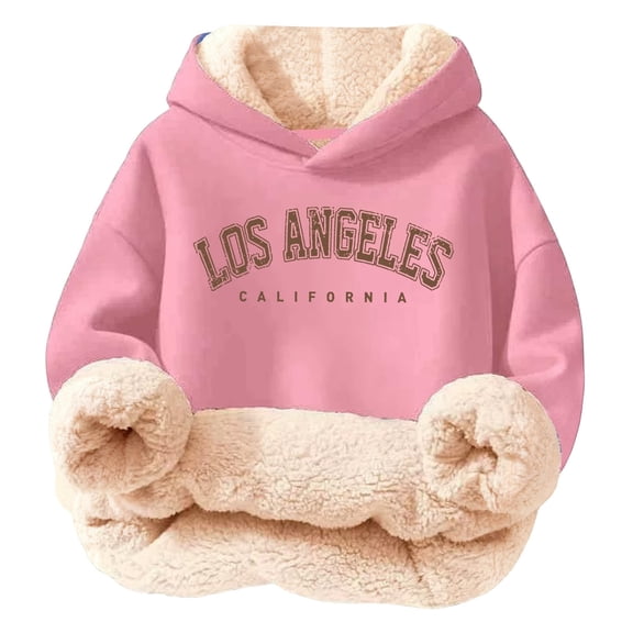Hoodies for Girls Girls Letter Print Hooded Sweatshirt Cute Design Soft Fleece Pullover Long Sleeve Cozy Warm Kids Casual Outerwear Girls Sweatshirt Pink 7 Years-8 Years
