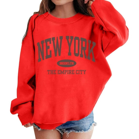 Hoodies for Girls,Hoodies for Girls Trendy Y2K Sweatshirts Cute Long Sleeve Letter Print Pullover Tops with Pockets,Hoodie ,Red,5-6 Years