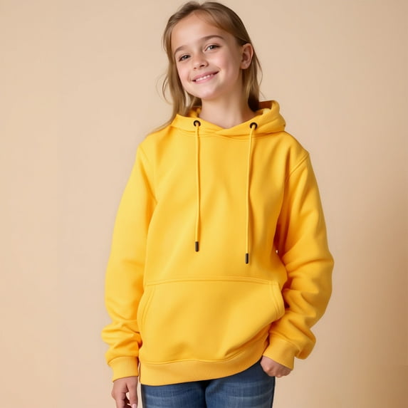 Hoodies for Girls Kids Yellow Hoodies Casual Long Sleeve Hoodie Sweatershirt Pullover Warm Fall Winter Clothes Little Girl Clothes6-7 Years Boys Girls Fashion