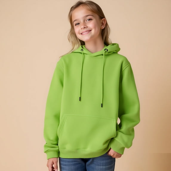 Hoodies Green Hoodie Casual Long Sleeve Hoodie Sweatershirt Pullover Winter Clothes 4-5 Years Girl Clothes