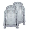 thumbnail image 1 of Hoodies Jackets for Women Pack of 2 Casual Zip Up Fllece Jackets Front Full Zipper and Hood Winter Lightweight Long Sleeve Hooded Sweatshirts Sweater Coat Outwear C-Gray M, 1 of 2