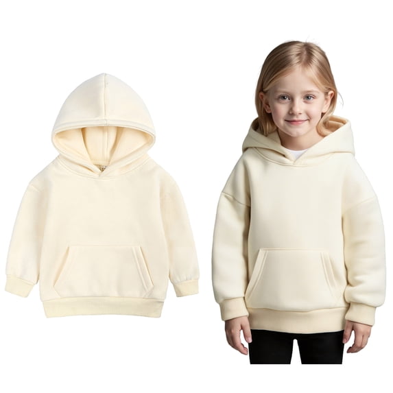 Hoodies Kids Beige Hooded Casual Long Sleeve Hoodie Sweatershirt Pullover Winter Clothes Little Boy Clothes 12-13 Years Boys Girls Fashion