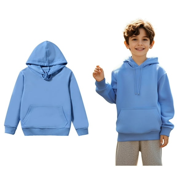 Hoodies Kids Blue Hooded Long Sleeve Hooded Sweatshirt Top Winter Clothes r Boy Clothes 3-4 Years Boys Girls Fashion