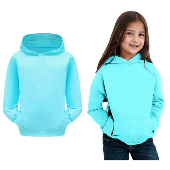 Hoodies Kids Blue Hoodie Casual Long Sleeve Sweatshirts Fall Clothes Girls Size 10-11 Years Clothes Boys Girls Fashion