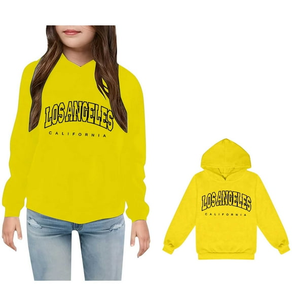 Hoodies Boys City Name Letter Print Yellow Hooded Lightweight Long Sleeve Hoodies Warm Fall Winter Clothes 18-24M Boy Clothes