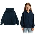 thumbnail image 1 of Hoodies Kids Dark Blue Zipper Hoodie Long Sleeve Casual Basic Pullover Sweatshirt Hoodie Winter Clothes Girls Toddler Clothes 5-6 Years, 1 of 5