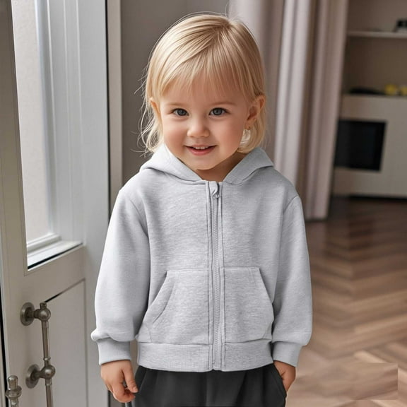 Hoodies Kids Gray Zip up Hoodie Lightweight Long Sleeve Hoodies Warm Fall Winter Clothes Toddler Boys Clothes 6-7 Years