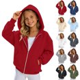 thumbnail image 1 of Hoodies Kids Long Sleeve Unisex Zip up Jacket Hoodies Casual Fashion Tops Girls Red Hoodie Size 4-15 Years, 1 of 5