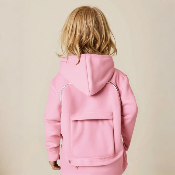 Hoodies Kids Pink Zipper Back with Bag Hoodies Long Sleeve Casual Basic Pullover Sweatshirt Hoodie Fall Winter Clothes Girls Clothes Size 8-9 Years