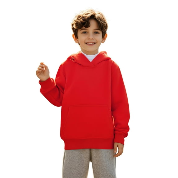Hoodies Kids Red Hoodies Long Sleeve Casual Basic Pullover Sweatshirt Hoodie Fall Clothes r Boy Clothes 3-4 Years Boys Girls Fashion