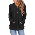 thumbnail image 1 of Hoodies Long Sleeve V-Neck Casual Sweatshirts Fall Outfits Pullover Winter Clothes Black XL, 1 of 6