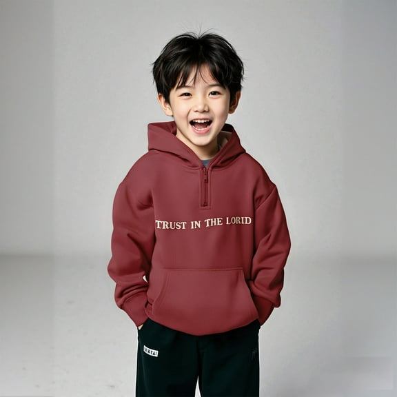 Girls Hoodies Kids Mask Letter Print Red Half Zipper Hoodies Long Sleeve Pullover Tops Fall Winter Clothes Toddler Girl Clothes 5-6 Years