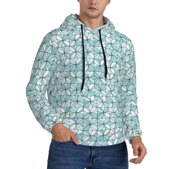 Hoodies for Men - Abstract blue floral Long Sleeve Comfrt Men'S Fashion Hoodies & Sweatshirts, Sweatshirts for Men Hoodies Pullover Clothing Clothes with Pouch