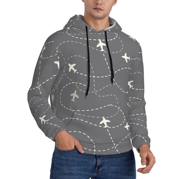 Hoodies for Men - Airplane Routes Around The World Long Sleeve Comfrt Men'S Fashion Hoodies & Sweatshirts, Sweatshirts for Men Hoodies Pullover Clothing Clothes with Pouch
