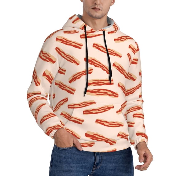 Hoodies for Men - Bacon Print No.909 Long Sleeve Comfrt Men'S Fashion Hoodies & Sweatshirts, Sweatshirts for Men Hoodies Pullover Clothing Clothes with Pouch