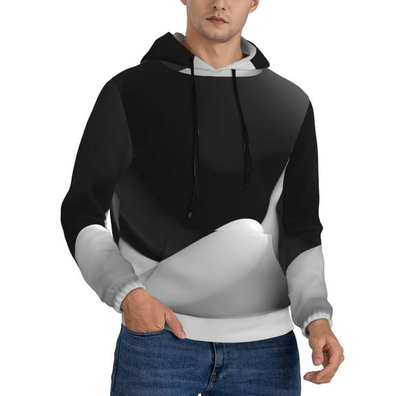 Hoodies for Men - Black White Fluid Sculpture Long Sleeve Comfrt Men'S Fashion Hoodies & Sweatshirts, Sweatshirts for Men Hoodies Pullover Clothing Clothes with Pouch