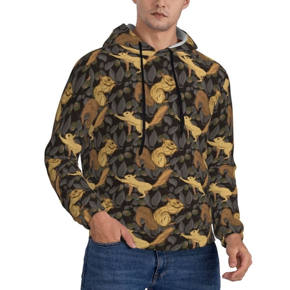 Hoodies for Men - Brown Squirrel with Plants Long Sleeve Comfrt Men'S Fashion Hoodies & Sweatshirts, Sweatshirts for Men Hoodies Pullover Clothing Clothes with Pouch