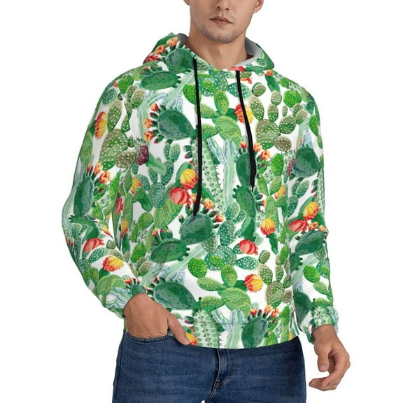 Hoodies for Men - Cactus blooming green Long Sleeve Comfrt Men'S Fashion Hoodies & Sweatshirts, Sweatshirts for Men Hoodies Pullover Clothing Clothes with Pouch