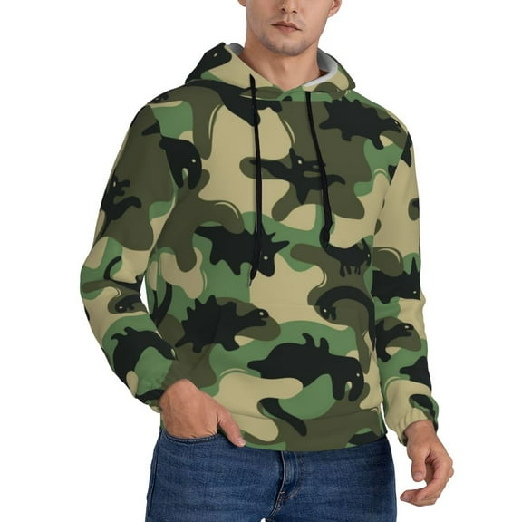 Hoodies for Men - Camouflage Dinosaur Long Sleeve Comfrt Men'S Fashion Hoodies & Sweatshirts, Sweatshirts for Men Hoodies Pullover Clothing Clothes with Pouch