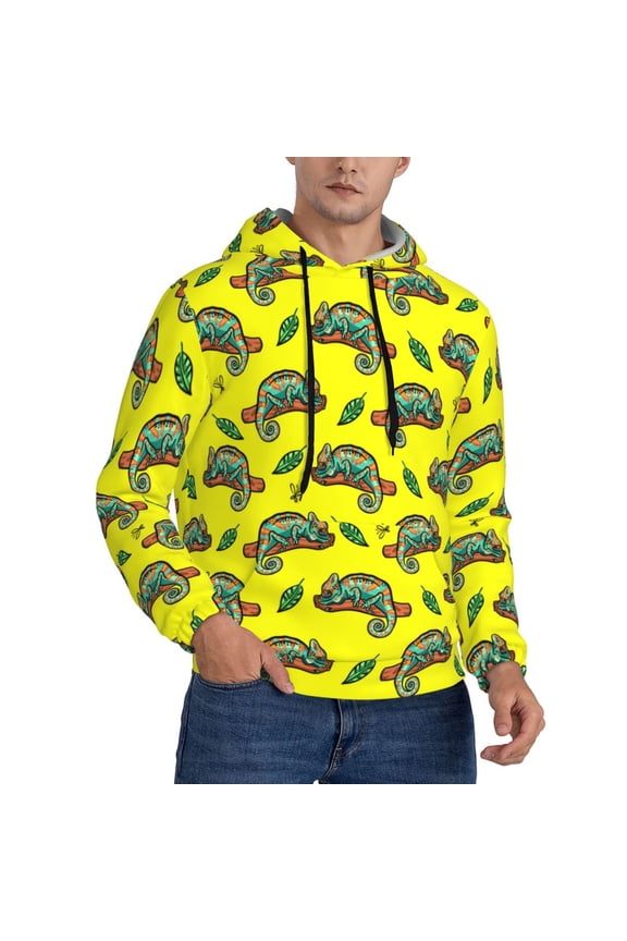 Hoodies for Men - Cartoon Cute Chameleon Lizard_D Long Sleeve Comfrt Men'S Fashion Hoodies & Sweatshirts, Sweatshirts for Men Hoodies Pullover Clothing Clothes with Pouch