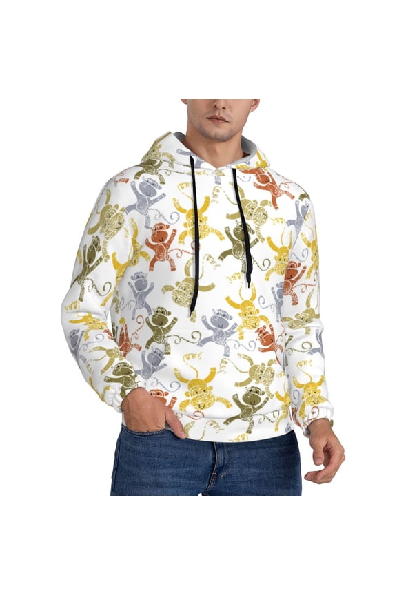 Hoodies for Men - Cartoon Monkey Long Sleeve Comfrt Men'S Fashion Hoodies & Sweatshirts, Sweatshirts for Men Hoodies Pullover Clothing Clothes with Pouch