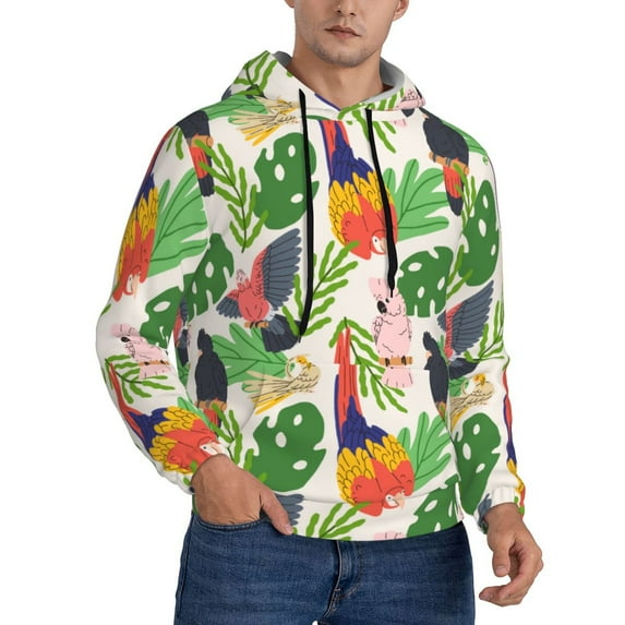 Hoodies for Men - Cartoon Parrot Cute Plant Long Sleeve Comfrt Men'S Fashion Hoodies & Sweatshirts, Sweatshirts for Men Hoodies Pullover Clothing Clothes with Pouch