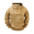 thumbnail image 1 of Hoodies for Men Casual Cotton Essentials Hoodie Pullover Long Sleeve Fleece Hooded Sweatshirts Men Solid Raglan Pullover Multiple Pockets Half Zipper Sport Hoodie Hoodie Coat Dark Brown XXL, 1 of 6