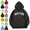 thumbnail image 1 of Hoodies For Men Casual Shirts Solid Color Print Long Sleeve Cotton Hooded Collar Drawstring Hoodies Pullover Sweatshirts Orkout, Walking, Gym Fitness Sweatshirts for Men, 1 of 6