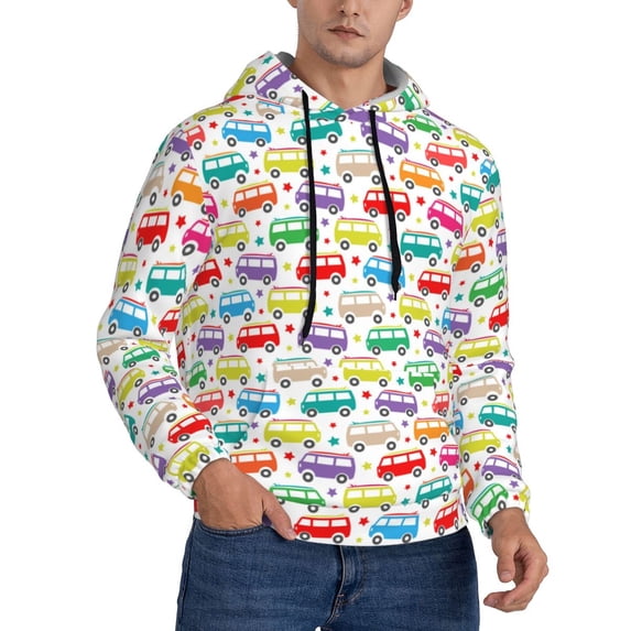 Hoodies for Men - Colorful Bus Long Sleeve Comfrt Men'S Fashion Hoodies & Sweatshirts, Sweatshirts for Men Hoodies Pullover Clothing Clothes with Pouch