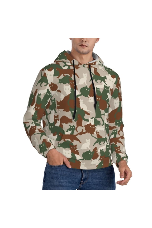 Hoodies for Men - Cool Cats Camouflage Long Sleeve Comfrt Men'S Fashion Hoodies & Sweatshirts, Sweatshirts for Men Hoodies Pullover Clothing Clothes with Pouch