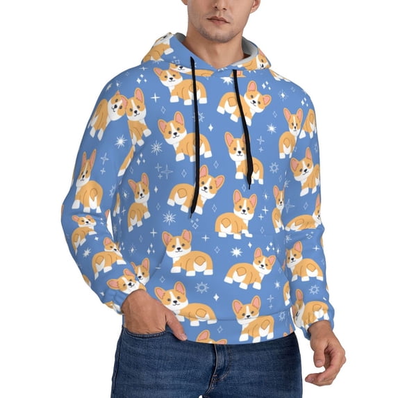 Hoodies for Men - Corgi print Long Sleeve Comfrt Men'S Fashion Hoodies & Sweatshirts, Sweatshirts for Men Hoodies Pullover Clothing Clothes with Pouch