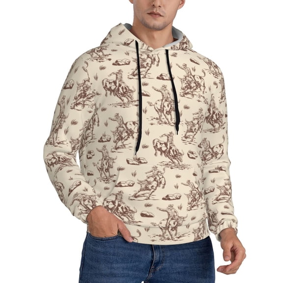 Hoodies for Men - Cowboy Sitting On Cow Back Long Sleeve Comfrt Men'S Fashion Hoodies & Sweatshirts, Sweatshirts for Men Hoodies Pullover Clothing Clothes with Pouch
