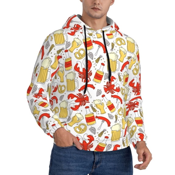 Hoodies for Men - Crabs And Beer Long Sleeve Comfrt Men'S Fashion Hoodies & Sweatshirts, Sweatshirts for Men Hoodies Pullover Clothing Clothes with Pouch