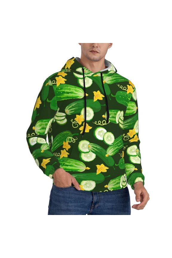 Hoodies for Men - Cucumber Pattern leaf Long Sleeve Comfrt Men'S Fashion Hoodies & Sweatshirts, Sweatshirts for Men Hoodies Pullover Clothing Clothes with Pouch