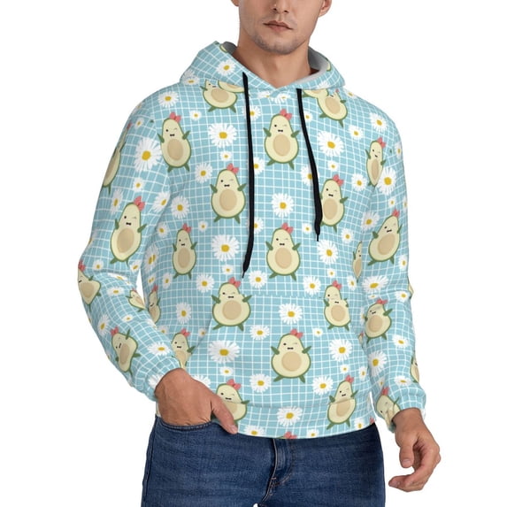 Hoodies for Men - Cute Avocado Daisy Long Sleeve Comfrt Men'S Fashion Hoodies & Sweatshirts, Sweatshirts for Men Hoodies Pullover Clothing Clothes with Pouch