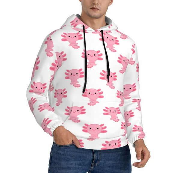 Hoodies for Men - Cute Axolotl pink Long Sleeve Comfrt Men'S Fashion Hoodies & Sweatshirts, Sweatshirts for Men Hoodies Pullover Clothing Clothes with Pouch
