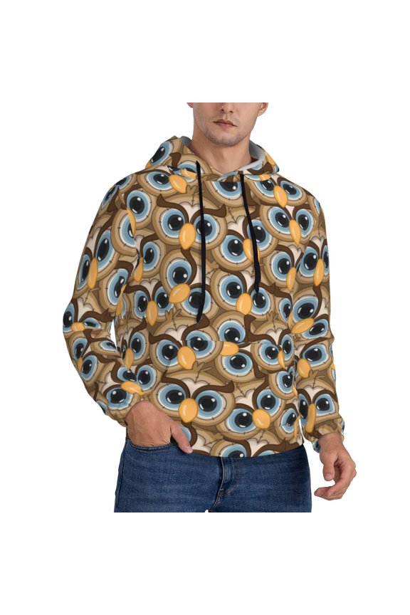 Hoodies for Men - Cute Big Eyes Owl Long Sleeve Comfrt Men'S Fashion Hoodies & Sweatshirts, Sweatshirts for Men Hoodies Pullover Clothing Clothes with Pouch