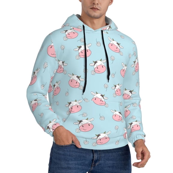 Hoodies for Men - Cute Cartoon Bullhead Flower Long Sleeve Comfrt Men'S Fashion Hoodies & Sweatshirts, Sweatshirts for Men Hoodies Pullover Clothing Clothes with Pouch