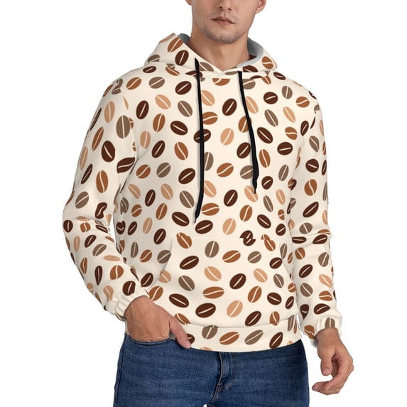 Hoodies for Men - Cute Coffee Bean Print Long Sleeve Comfrt Men'S Fashion Hoodies & Sweatshirts, Sweatshirts for Men Hoodies Pullover Clothing Clothes with Pouch