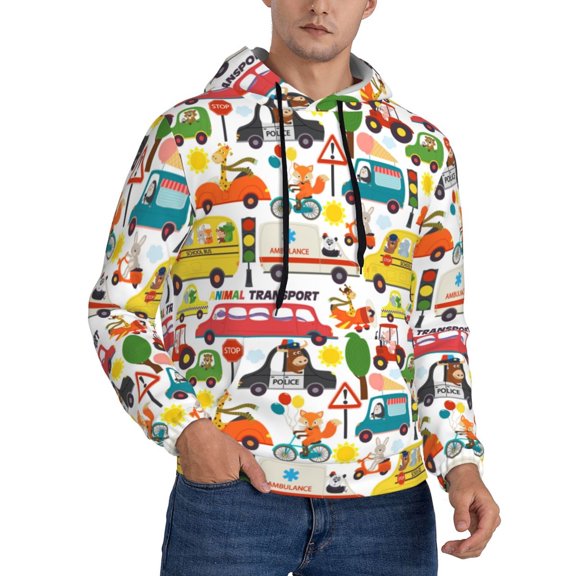 Hoodies for Men - Cute Colorful Cars Long Sleeve Comfrt Men'S Fashion Hoodies & Sweatshirts, Sweatshirts for Men Hoodies Pullover Clothing Clothes with Pouch