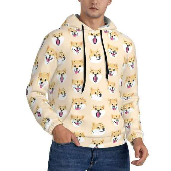 Hoodies for Men - Cute Corgi Cartoon Dog Funny Long Sleeve Comfrt Men'S Fashion Hoodies & Sweatshirts, Sweatshirts for Men Hoodies Pullover Clothing Clothes with Pouch