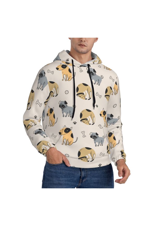 Hoodies for Men - Cute Dog Bone Puppy Long Sleeve Comfrt Men'S Fashion Hoodies & Sweatshirts, Sweatshirts for Men Hoodies Pullover Clothing Clothes with Pouch