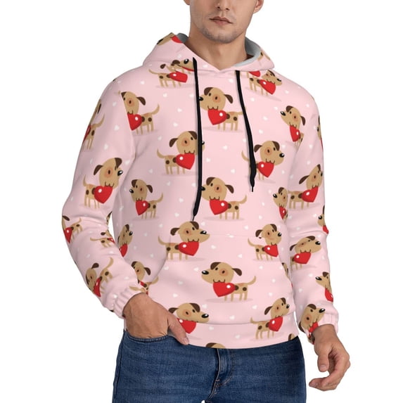 Hoodies for Men - Cute Dog Puppy heart Long Sleeve Comfrt Men'S Fashion Hoodies & Sweatshirts, Sweatshirts for Men Hoodies Pullover Clothing Clothes with Pouch