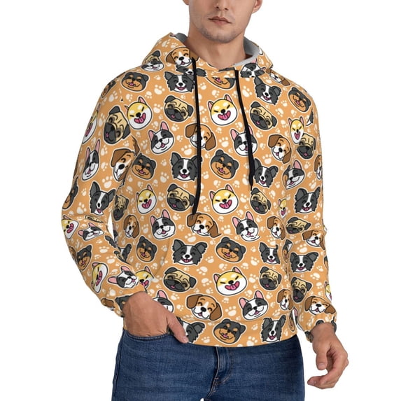 Hoodies for Men - Cute Dogs Head Long Sleeve Comfrt Men'S Fashion Hoodies & Sweatshirts, Sweatshirts for Men Hoodies Pullover Clothing Clothes with Pouch